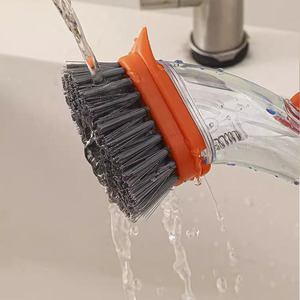 Reusable Kitchen Bowl Scrubber Long <b>Handle</b> Liquid Cleaning Brush Dispenser Tool PP Pot Brush Artifact Refillable <b>Sponge</b> for - Product Image 2