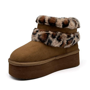 Bottes d'hiver thermiques pour femmes, semelle plateforme personnalisée, chaudes, confortables, antidérapantes, doublure en fourrure, mi-hautes - Product Image 1