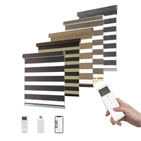 Persianas Enrollables Zebra de Doble Capa, Semiopacas, de Poliéster, con Control Remoto Motorizado, Fáciles de Instalar, con App Inteligente Wifi, Compatibles con Google Alexa