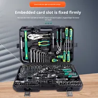 Ensemble d'outils de réparation automobile à main robuste de 129 pièces comprenant une pince combinée avec une clé à cliquet et des embouts de tournevis 1 an