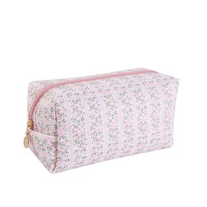 Bolsa de Maquillaje Personalizada 2026, de Algodón con Cierre y Diseño Floral, para Mujer, Acolchada, Rosa, Multicolor, Bolsa de Viaje para Cosméticos - Product Image 1