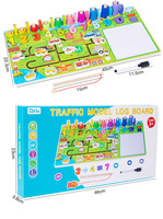 Q&M Tablero Logarítmico Multifuncional de Madera para Niños, Tablero de Actividades, Juego de Emparejamiento de Formas, Juguete Educativo Montessori para Niños