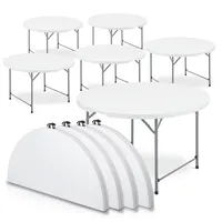 Table ronde pliante en plastique blanc légère et moderne de 48 pouces pour hôpitaux et hôtels (vente en gros)
