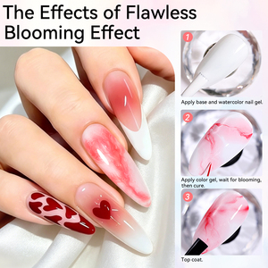 BORN PRETTY TPO-freier Klarer Blooming <span class=keywords><strong>Gel</strong></span> Nagellack mit individuellem Logo, ablösbarer UV/LED Aquarell-Nagelkunst-<span class=keywords><strong>Gel</strong></span> für Marmor-Effekt - Product Image 2