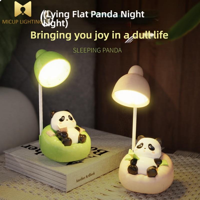 Cute Creative Green Panda USB Table Lamp with Phone Holder Kids Room Bedroom Bedside Cartoon Student Lamp