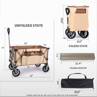 Chariot de camping pliable compact fabriqué par un fabricant OEM - se transforme en table de service, idéal pour le camping, la plage, les courses et les fêtes