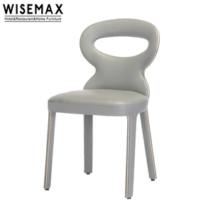 WISEMAX – meuble de salle à manger moderne, <span class=keywords><strong>chaise</strong></span> <span class=keywords><strong>en</strong></span> <span class=keywords><strong>cuir</strong></span> gris, dossier rond, cadre <span class=keywords><strong>en</strong></span> bois massif, <span class=keywords><strong>chaise</strong></span> de salle à manger pour la maison - Product Image 5