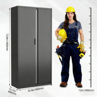 Armoire de classement métallique à 2 portes avec étagères, armoire de rangement en acier adaptée aux besoins d'organisation du garage, du bureau et de la maison