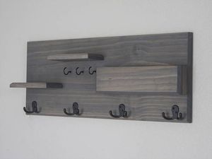 Portachiavi <span class=keywords><strong>da</strong></span> <span class=keywords><strong>Parete</strong></span> <span class=keywords><strong>in</strong></span> <span class=keywords><strong>Legno</strong></span> Rustico JUNJI con Mensola per Posta, Decorazione Casa Unica e Industriale, Organizzatore per Ingresso <span class=keywords><strong>in</strong></span> <span class=keywords><strong>Legno</strong></span> - Product Image 4