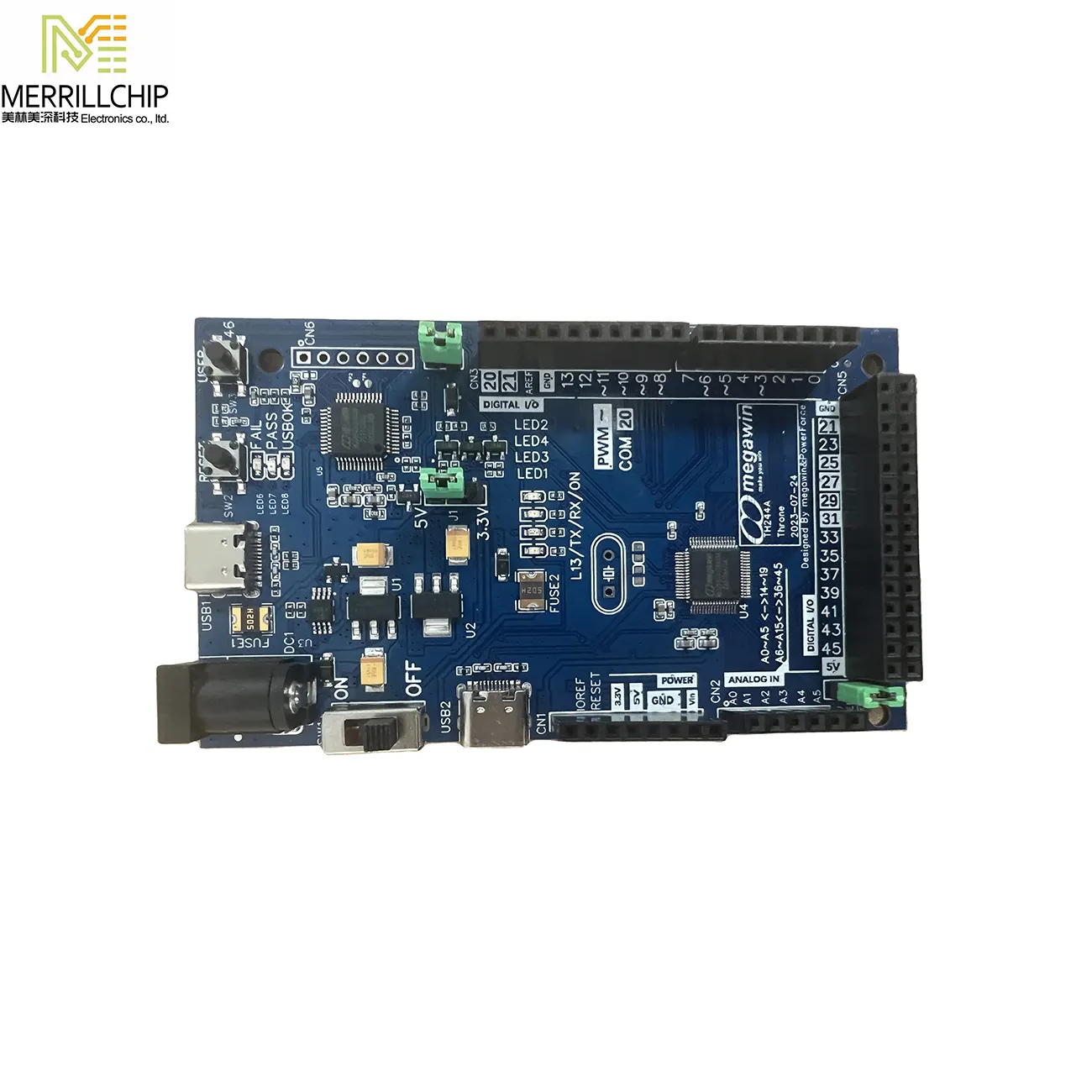 ตัวแทนMegawin Merrillchipบอร์ดพัฒนาArdu R3 Cortex-M0 32 บิตMCU MG32F02U128 ในตัวArduบูตโปรแกรม