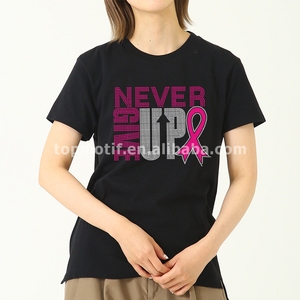 เสื้อมีฮู้ดสำหรับเด็กผู้หญิงการรับรู้มะเร็งเต้านมการพูด/สโลแกนไม่เคยยอมแพ้พลอยเทียมแบบร้อน - Product Image 3