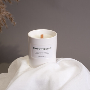 Bougeoirs modernes de luxe en céramique cylindrique à cadre carré fait à la main Bougies parfumées pour la décoration de la maison de mariage - Product Image 3