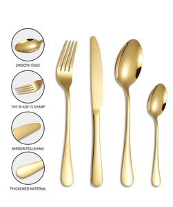 Juego de Cubertería Dorada de Alta Calidad para Bodas al por Mayor Cuchillo Tenedor Cuchara Cucharilla para Restaurante y Hotel - Product Image 2
