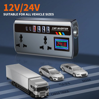 Inversor de Corriente para Auto de 200W, Cargador Universal de 12V/24V con Carga Rápida, Pantalla LED de Voltaje y Múltiples Puertos USB