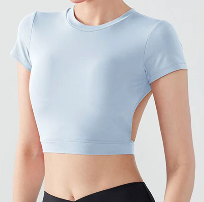 Ladies Nude Feel Compression T-shirt Slim Fit Moisture Wicking Plain Customized Logo Plus Size Fitness Gym Clothes Yoga Tops