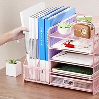 Organizador de Archivos Metálico de 5 Niveles, Estante de Almacenamiento de Documentos de Escritorio, Bandeja de Alambre Metálica para Oficina, Soporte Vertical para Papelería