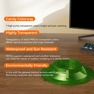 Filamento PETG Multicolor 3D de 1.75mm 1kg, Filamento PETG Transparente para Impresora 3D - Product Image 3