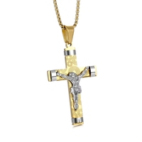 Colliers Pendentifs en Acier Inoxydable PVD avec Prière du Seigneur, Verset Biblique, Jésus Crucifix, Croix Religieuse, Symbole de Foi, Bijoux de Mode Raffinés