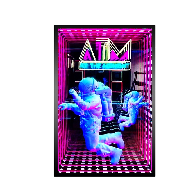 Customized Advertising Sign Melaleuca Mirror Neon Light Box Luminous Abyss Character Tunnel Soft Film Ultra-Thin Image Wall LED