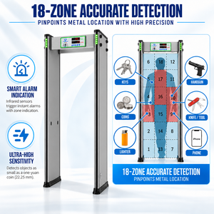 Uniqscan <span class=keywords><strong>UB500</strong></span> Metal Detector a 18 Zone ad Alta Sensibilità per Screening di Persone e Sicurezza, Arco Metallico per Controllo Accessi - Product Image 2