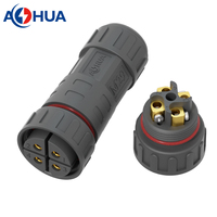 Connecteur étanche IP68 à 4 broches 25A pour montage sur panneau, mâle-femelle, fixation par vis, prise et douille pour équipement électrique extérieur