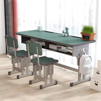 Ensemble de bureau et chaise scolaire moderne optimisé pour les enfants, réglable en hauteur, en métal, pour deux personnes, écologique