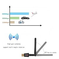 Mini adaptador WiFi USB de 600Mbps, banda Dual, 2,4G, 5GHz, tarjeta de red inalámbrica externa con unidad libre, receptor Wifi, antena, PC, portátil