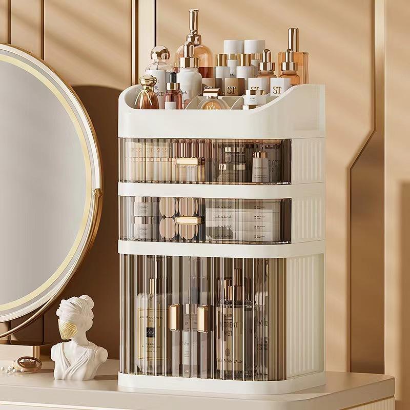 Cosmetic storage box four two drawers-cream yellow