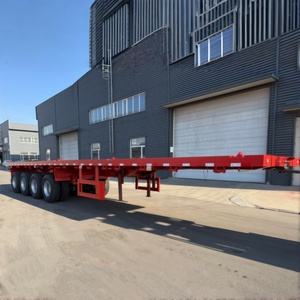 Semi-remorque à plateau plat en acier extensible à 4 essieux, plateforme basse robuste, <span class=keywords><strong>transport</strong></span> de turbines éoliennes surdimensionnées, capacité de 60 à 80 tonnes - Product Image 1