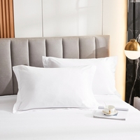 Parure de draps plats en coton blanc de qualité hôtelière 200Tc 250TC 300TC 400TC 500TC 600TC, parure de draps ajustés, parure de literie d'hôtel