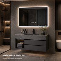 Set Perlengkapan Kamar Mandi Mewah Modern dari Baja Anti Karat dengan Cermin LED dan Kabinet Dinding untuk Hotel dan Vila