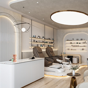 Bancone Reception di Lusso Personalizzato per Salone di <span class=keywords><strong>Bellezza</strong></span> con Illuminazione LED, Design d'Interni per Spa e Centro Estetico - Product Image 3