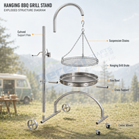 Support trépied robuste en fer pivotant et réglable en hauteur pour brasero et barbecue extérieur – Vente en gros