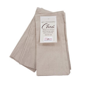 CHOU LINE - 4 serviettes en coton 42x42 cm gris tourterelle - Product Image 1