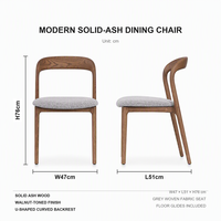 Chaise de salle à manger de luxe moderne en bois massif de frêne français pour restaurant