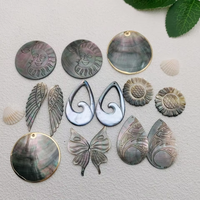 Pendentifs personnalisés avec logo, motif noir, coquille de nacre, papillon, lune, soleil, aile, marguerite, vague, gravés, breloques DIY pour bijoux