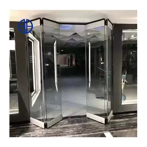 Portes coulissantes en verre pliantes sans cadre Portes de séparation pliantes coulissantes automatiques à télécommande pour l'extérieur des maisons