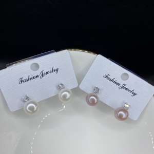 Nước ngọt tự nhiên nút trắng/hồng/tím 925 bạc + Zirconium ngọc trai đinh tán Bông tai ngọc trai nước ngọt tai đinh tán - Product Image 2