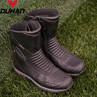 Chaussures de moto rétro en cuir pour hommes, chaussures de moto pour la conduite, imperméables, coupe-vent, anti-chute, pour les quatre saisons