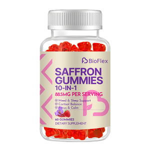 Compléments alimentaires Vanwin en gommes pour l'humeur, à la saveur naturelle de framboise, biologiques, formule 10 en 1, <span class=keywords><strong>anti</strong></span>-stress, extrait de safran et d'ashwagandha - Product Image 1