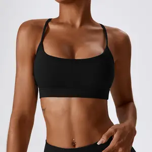 8303 Hete Verkopende Strakke Geborstelde Fitness Dames Sneldrogende Crop Top Schokbestendige Gymkleding Trainingspak Sport Yoga Beha