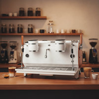 Máquina de Café Espresso Comercial de Doble Grupo, 12L, con Triple Caldera y Pantalla Independiente para Cafetería