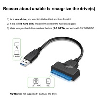 Cable Adaptador Convertidor USB 3.0 a SATA de 22 Pines para Discos Duros HDD y SSD de 2.5 Pulgadas, 5Gbps