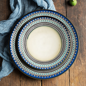Service de table en céramique, assiette de pâtes, soupe et riz, bol de couleur blanche ou bleue en relief - Product Image 3