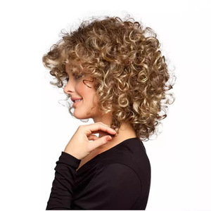 Parrucche Europee e Americane, <span class=keywords><strong>Capelli</strong></span> Afro Ricci Marroni Voluminosi, Produttore di Parrucche Corte Ricci Voluminose - Product Image 3
