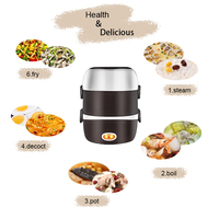 Cuiseur à riz électrique portable multifonctionnel 2L en acier inoxydable à double paroi avec verrouillage, tasse doseuse pour l'umami des aliments et boîtier en plastique