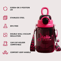 Gourde portable à grande capacité avec paille, gourde à large ouverture, gourde écologique en plastique PC pour adultes avec couvercle anti-chute