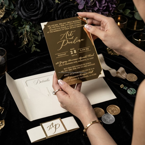 Enveloppe de luxe personnalisée pour invitation de mariage, porte-cartes de mariage élégant, impression offset or, Saint-Valentin, Noël - Product Image 3