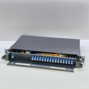 1U 19-Inch Rack-Mount PLC <b>Splitter</b> Chassis with Built-in 1x16 SC/UPC Cassette, Slide-Out Tray - Product Image 2