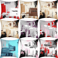 Housse de coussin moderne et artistique, taie d'oreiller en lin géométrique à lignes abstraites colorées, adaptée à la décoration de la maison